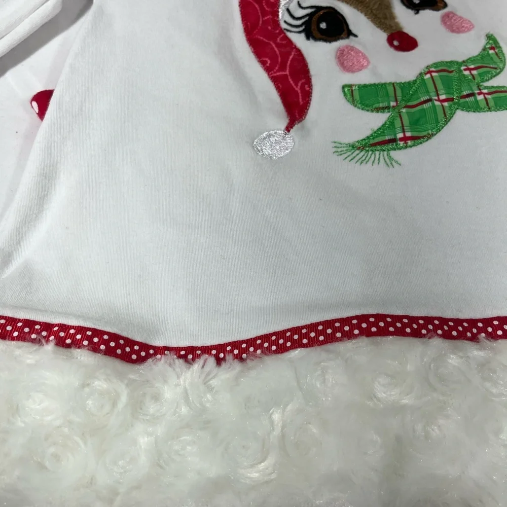 DECORATED ORIGINALS CHRISTMAS LEGGING SET DEER POLKA DOT MILLY W/FUR TRIM 3T NEW